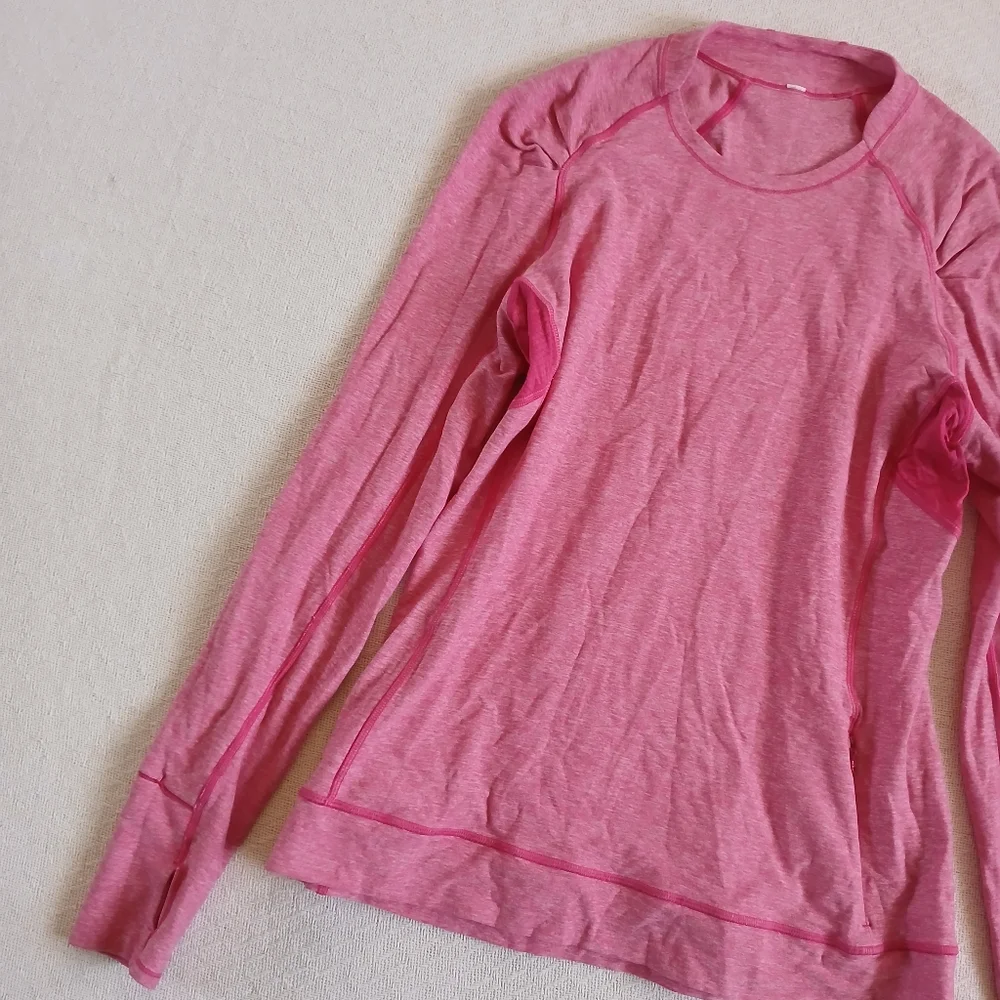 lululemon ♡ think fast long sleeve 12 pink gym athleisure barbie fitness neon